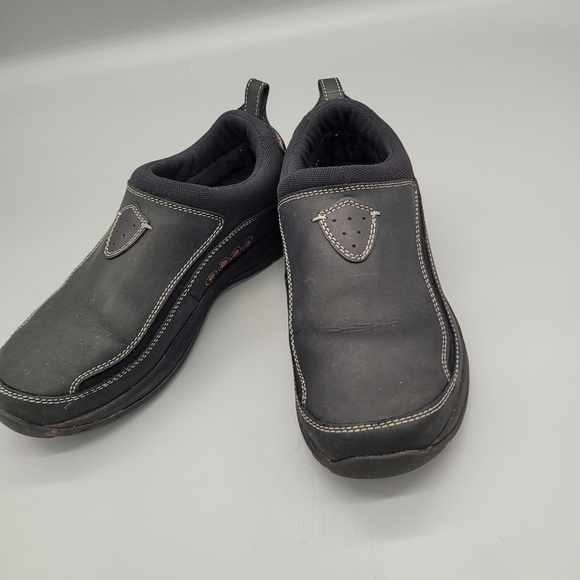 Lands End Shoes Women's 7 D All Weather Black Leather Slip-On Moc Comfort - Picture 1 of 7